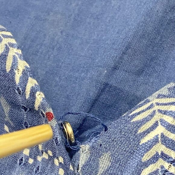 Anthropologie Forever That Girl  Smocked Blouse Cornflower Blue  Women's Medium - Picture 6 of 15